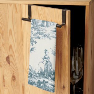 Linge De Cuisine Français toile de jouy sage vert élégant