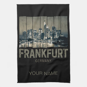 Linge De Cuisine Francfort Allemagne Skyline Retro Souvenir Vintage