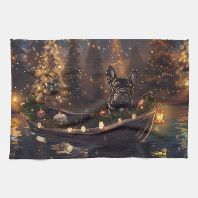Linge De Cuisine French Bulldog Christmas Festive Voyage (Horizontal)