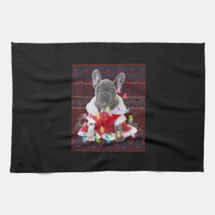 Linge De Cuisine French bulldog Christmas Lights Ugly Sweater Dog