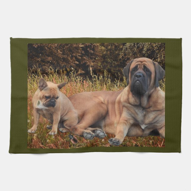 Linge De Cuisine French Bulldog et amitié Mastiff (Horizontal)