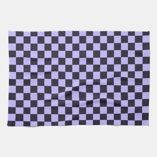 Linge De Cuisine French lilac checkerboard pattern (Horizontal)