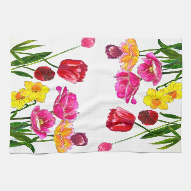 Linge De Cuisine Fresh-Picked Tulips Kitchen Towels (Horizontal)