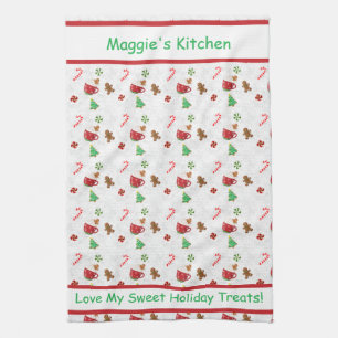 Linge De Cuisine Friandises de Noël – Canne à sucre, Cookies & Caca