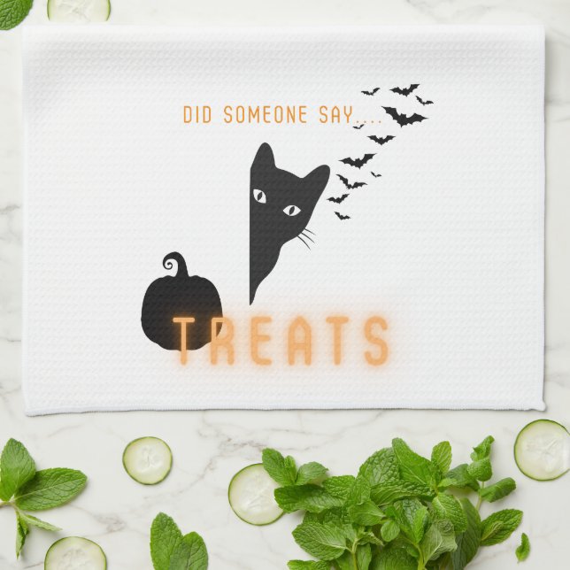 Linge De Cuisine Friandises pour chat d'Halloween (Plié)