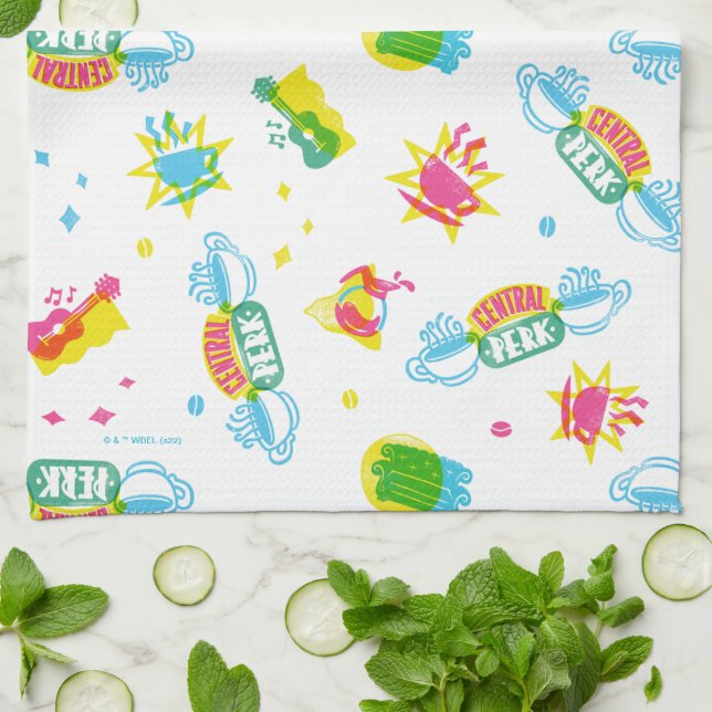 Linge De Cuisine FRIENDS™ | Motif Néon Central Perk (Plié)