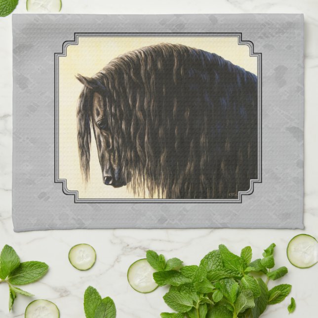 Linge De Cuisine Friesian Draft Horse Silver Grey (Plié)