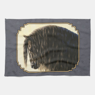 Linge De Cuisine Friesian Horse Dark Slate Grey