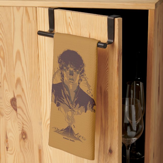 Linge De Cuisine FRODO™ MOUNT DOOM™ Tengwar Inscription Graphic (Pliage en tiers)