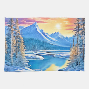 Linge De Cuisine Froid Lake Sunset Art