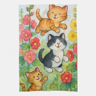 Linge De Cuisine Frolicking Country Chats in Flower Garden