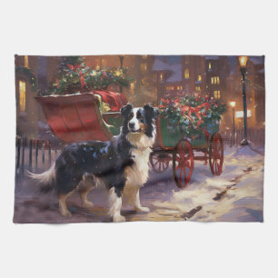 Linge De Cuisine Frontière Collie Festive de Noël