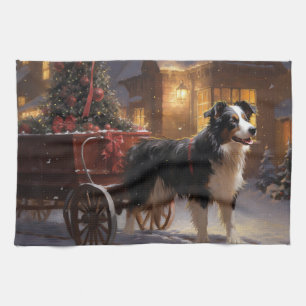 Linge De Cuisine Frontière Collie Festive de Noël