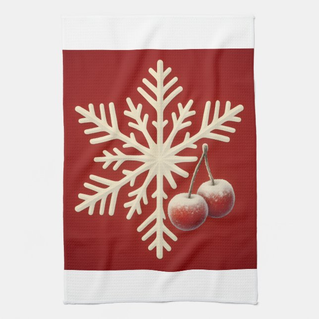 Linge De Cuisine Frozen Cherry Snowflake – Winter Magic Design (Vertical)
