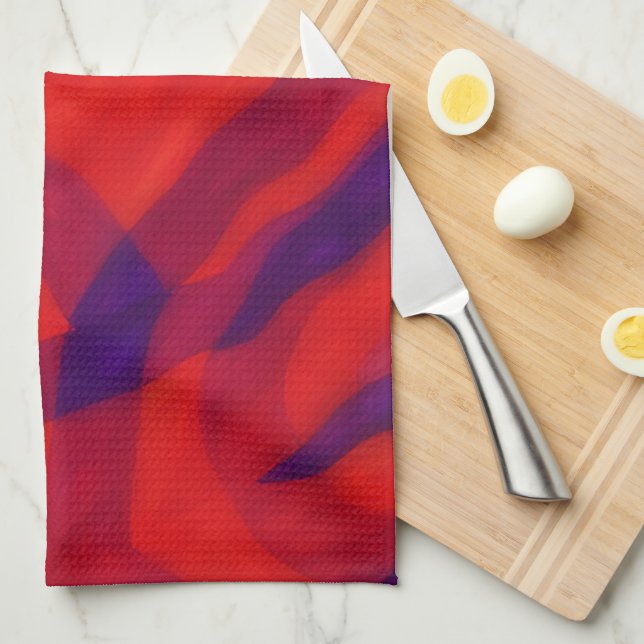 Linge De Cuisine Frozen Coral Red Twist Abstract Art Towel (Quart Plié)