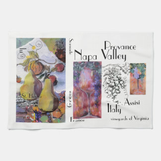 Linge De Cuisine "Fruit avec des verres de vin "