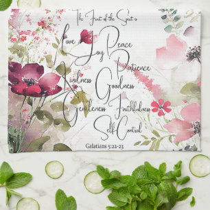 Linge De Cuisine Fruit de l'Esprit floral rose