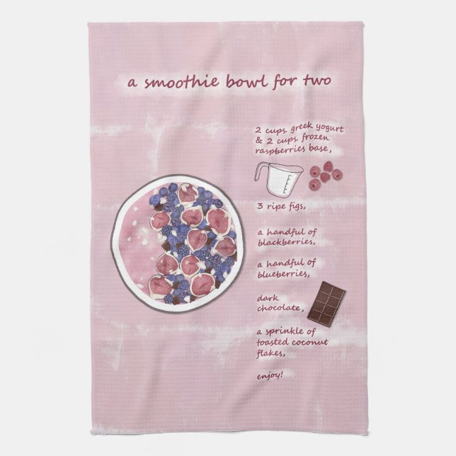 Linge De Cuisine Fruit rose moderne Smoothie Recette de nourriture  (Vertical)
