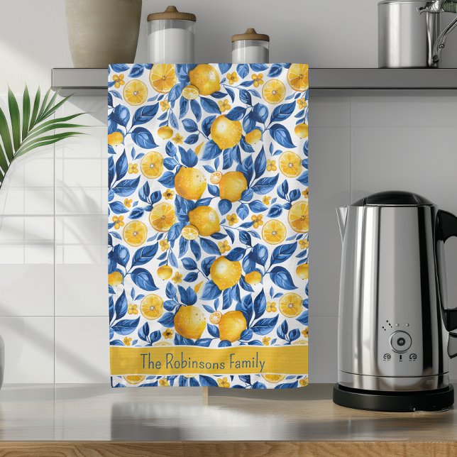 Linge De Cuisine Fruit tropical Motif citron Nom de famille personn (Créateur téléchargé)