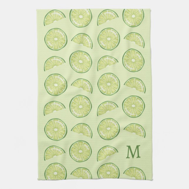 Linge De Cuisine Fruits Citrus Lime Vert Avec Monogramme Personnali (Vertical)
