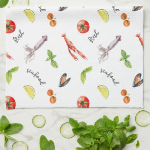 Linge De Cuisine Fruits De Mer Frais Sur Mesure