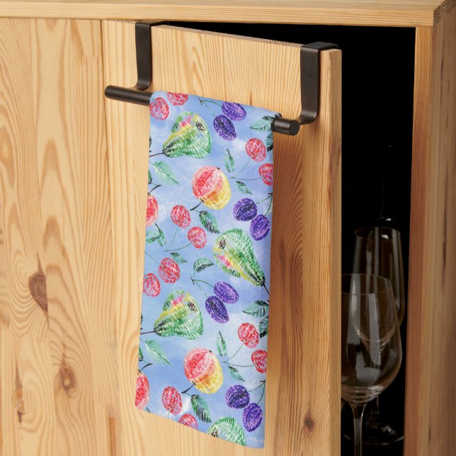 Linge De Cuisine Fruits et baies. (Pliage en tiers)