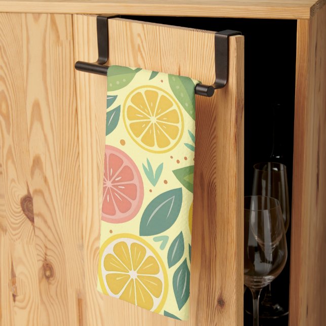 LINGE DE CUISINE FRUITS FRAIS DE CITRUS (Pliage en tiers)