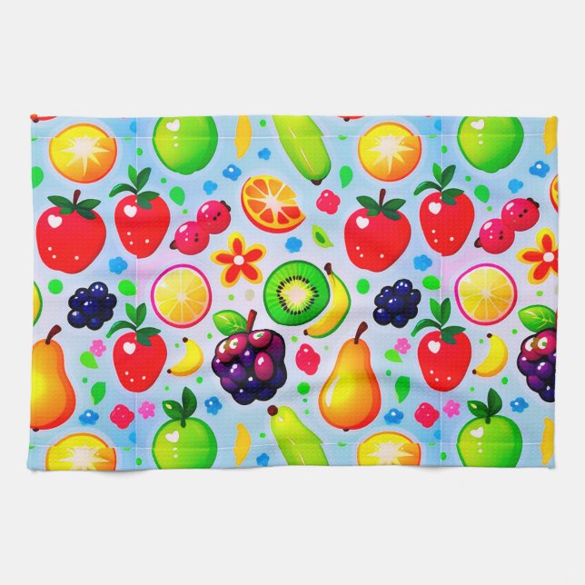 Linge De Cuisine Fruits Tropicaux Vibrants (Horizontal)