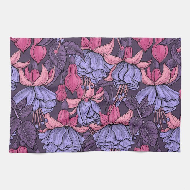 Linge De Cuisine Fuchsia rose et violet (Horizontal)