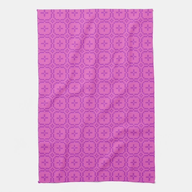 Linge De Cuisine Fuchsia sur Pink Faux Welsh Tapestry Motif (Vertical)