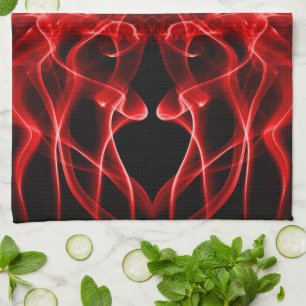 Linge De Cuisine Fumée rouge minimaliste symétrique noir