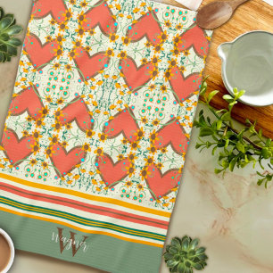 Linge De Cuisine Fun Chic Floral Stylish Coeur Personnalisé Nom ini