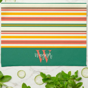 Linge De Cuisine Fun Chic Stripe Stylé Personnalisé Monogramme Nom
