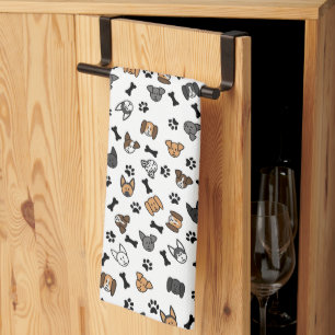 Linge De Cuisine Fun Cute Chig se reproduit avec des os et des Empr