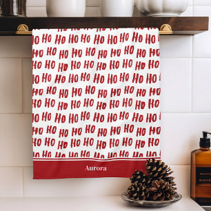 Linge De Cuisine Fun Ho Ho Ho Texte Rouge Fête Motif Noël