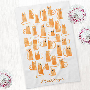 Linge De Cuisine Fun Orange Ginger Chat Personnalisé