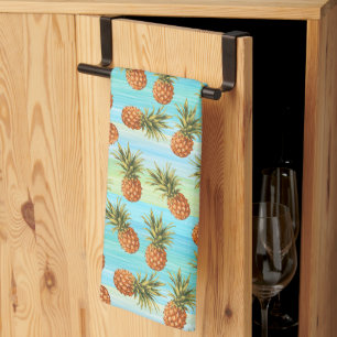 Linge De Cuisine Fun Pineappy Fruit Motif Aquarelle Art Gris