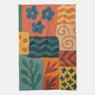 Linge De Cuisine Fun Retro Garden Collage Motif Motif
