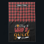 Linge De Cuisine Funky Baker Pun Whip It Good Red Plaid Motif<br><div class="desc">Drôle et serviette de cuisine cool pour rendre la cuisine plus amusante. Cadeau personnalisé pour la famille et les amis qui aiment la cuisine, la cuisson et essayer une nouvelle recette dans la cuisine. Customisez le libellé qui convient à votre occasion. Vous pouvez utiliser l'outil de conception pour modifier davantage...</div>
