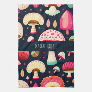 Linge De Cuisine Funky champignon bleu rose Motif issométrique