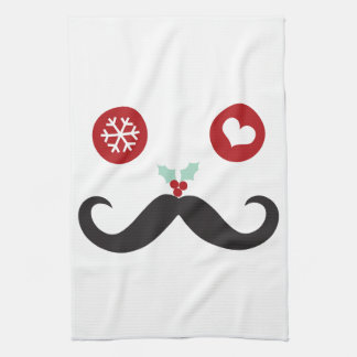 Linge De Cuisine Funky Moustache Face Feu de neige Noël