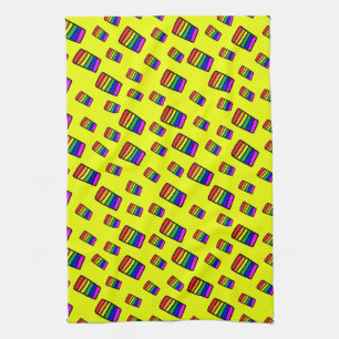 Linge De Cuisine Funky Neon Rainbow Block Motif