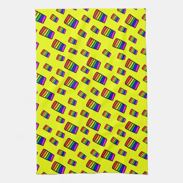 Linge De Cuisine Funky Neon Rainbow Block Motif (Vertical)
