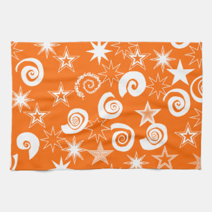 Linge De Cuisine Funky Orange Stars and Swirls Fun Motif Cadeaux