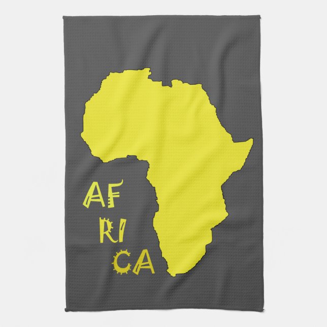 Linge De Cuisine Funky Yellow Africa African Continent Map (Vertical)