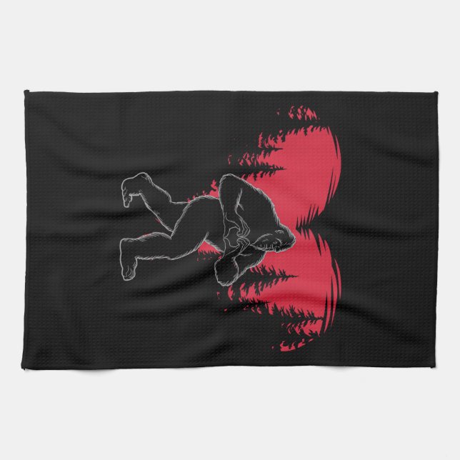 Linge De Cuisine Funny Bigfoot in Love Heart Happy Valentine's Day (Horizontal)