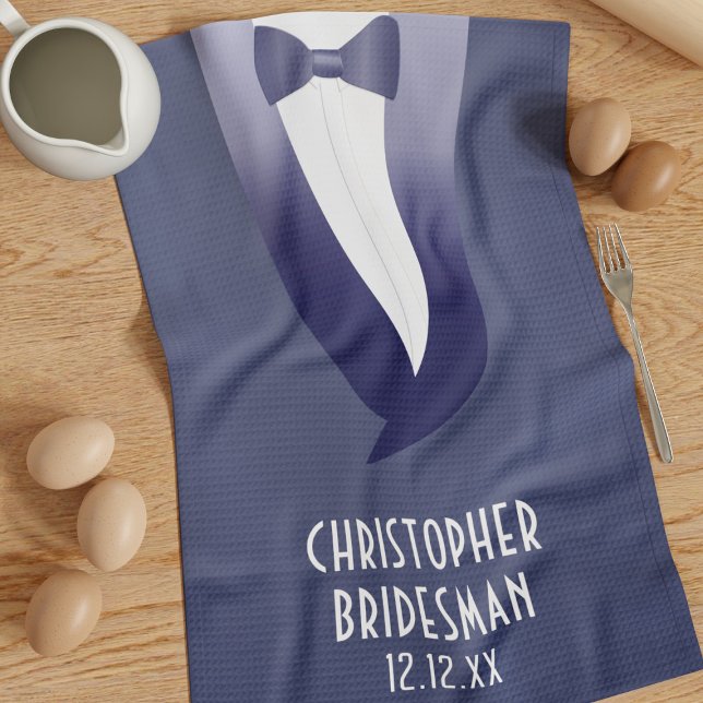 Linge De Cuisine Funny Blue Tuxedo Mariage Bow Cravate Cuisine Serv (Treat your Bridesman to this tuxedo kitchen towel. Just add his name and your wedding date. )