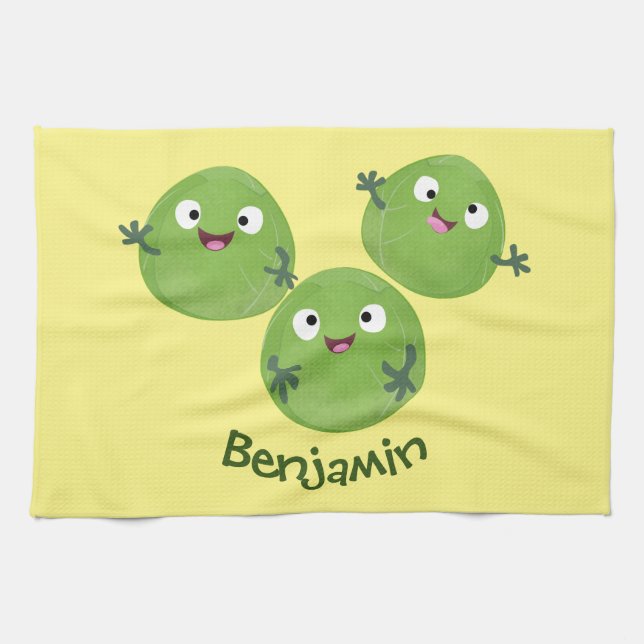 Linge De Cuisine Funny Brussels sprouts légumes caricature (Horizontal)