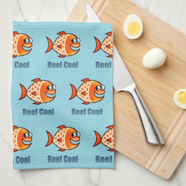 Linge De Cuisine Funny Cartoon Fish Ocean Pun (Quart Plié)
