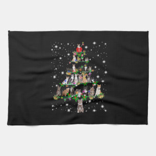 Linge De Cuisine Funny Cats Christmas Tree Tee Ornement Décor Cade